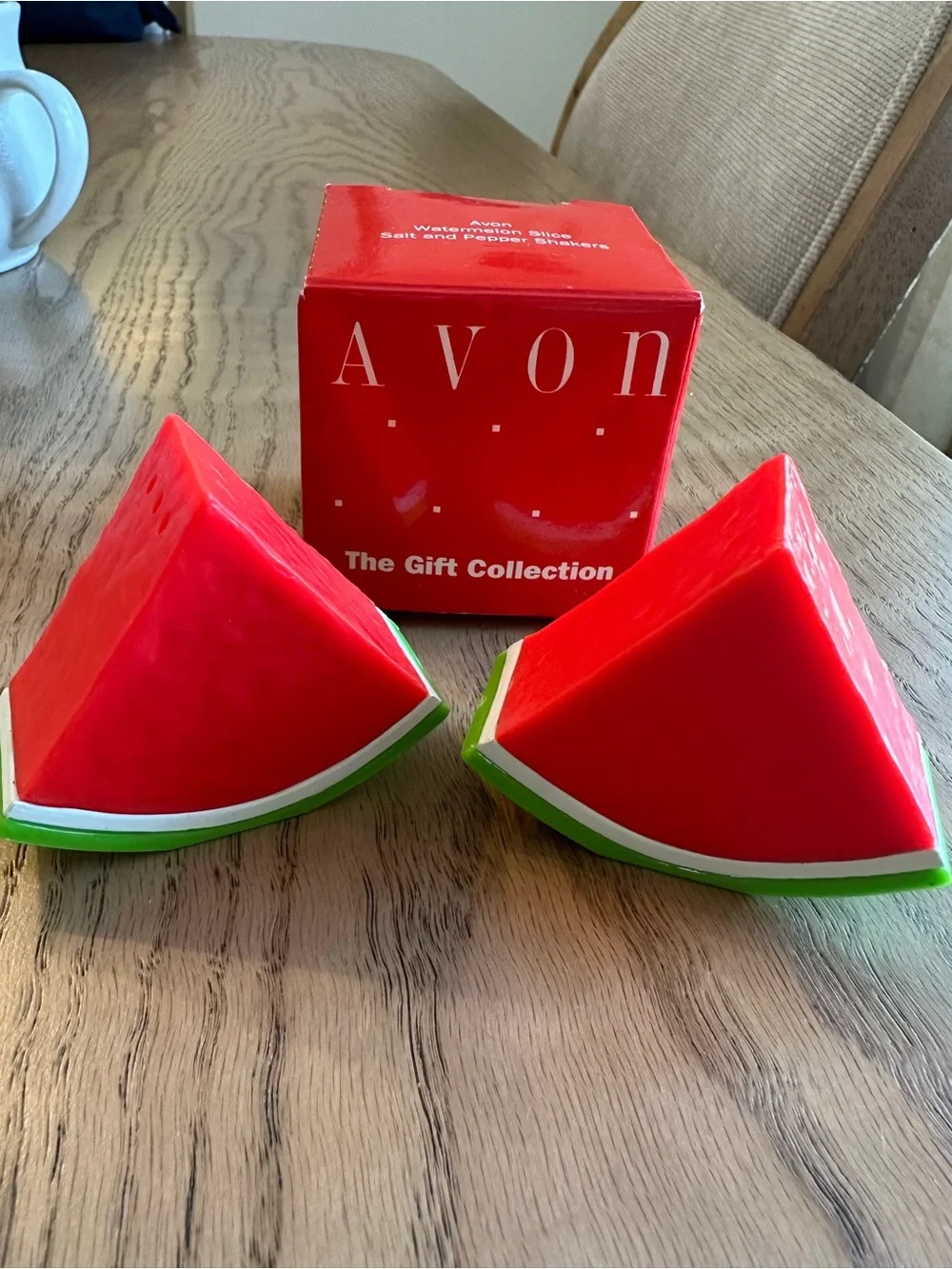 Avon Watermelon Slice Salt and Pepper Shakers - Red & Green